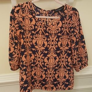 Peach Love Cream California Size Small Blouse Navy